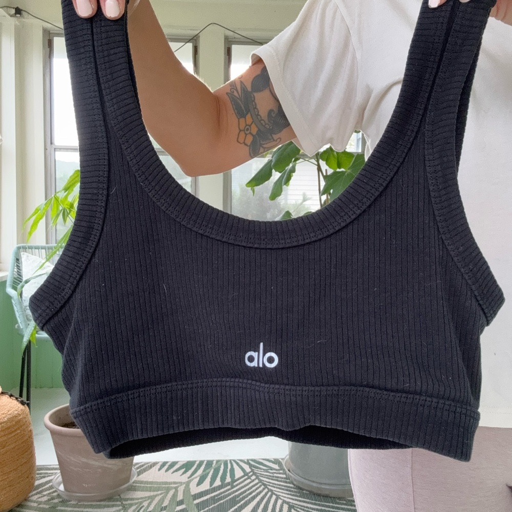 ALO Yoga Black Ribbed Bra